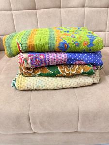 Cotton Kantha <b>Quilt</b> Bedspread | Twin Size Handmade <b>Throw</b> Blanket, Boho Indian <b>Bed</b> Cover & Decorative Home Bedding - Product Image 4