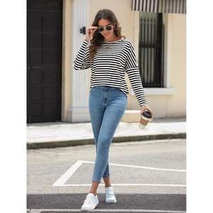 2025 camisas informales de manga larga a rayas de gran tamaño para mujer, Tops básicos - Product Image 5