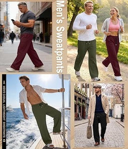 Pantalon homme classique léger de haute qualité, élastique et à cordon de serrage, coupe droite - Product Image 3