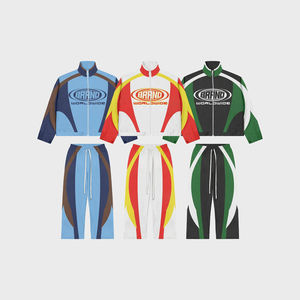 Conjunto Deportivo Personalizado para Hombre, Color Rosa, Talla Grande, Estilo Urbano, para Otoño |   Sudadera de Forro Polar de Alta Calidad, Transpirable, con Cuello Alto y Cierre, con Estampado - Product Image 1