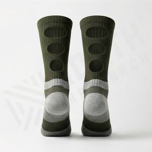 Chaussettes de football professionnelles durables, prédécoupées, respirantes, à trous, hautes jusqu'au genou, avec compression du mollet, couleur personnalisable - Product Image 2