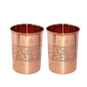 Hammered Copper Tumbler Cylindrical Shape Flared Rim Polished Finish Traditional Handcrafted <b>Drinkware</b> - Product Image 2