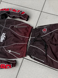 Premium Quality Gradient Tracksuit Set Black <b>Red</b> Gradient Nylon Quarter Zip <b>Windbreaker</b> Jacket - Product Image 3