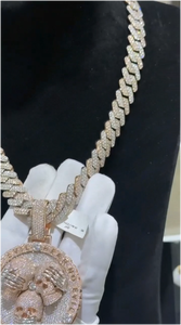 Colgante de Moissanita Hiphop con Incrustaciones de Diamantes, Chapado en Oro Rosa, Diseño 3D de Calavera de Doble Cara, Plata 925, Colgante de Moissanita Personalizado - Product Image 2