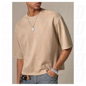 T-shirt court pour homme, coupe ample, imprimé graphique, manches courtes, col rond, en faux daim, style décontracté streetwear - Product Image 2