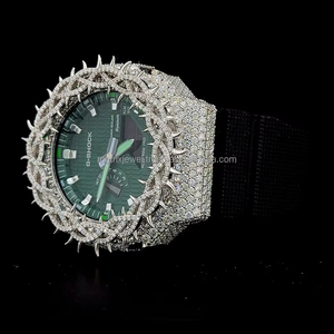 Reloj GA 2100 con esfera verde, modelo Thorn VVS Moissanite, reloj Thorn con moissanita de calidad premium, aprobado por un probador de diamantes. - Product Image 3