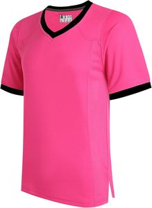 Orange V-Neck Short Sleeve Sport Jersey With Blue Stripes Quick Dry Polyester Casual Shirt Summer Wear - Product Image 2
