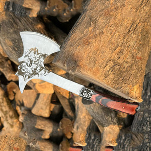 Hacha Decorativa de Estilo Nórdico de Grado Industrial con Cabeza de Acero Grabada y Mango de Madera para Camping, Supervivencia y Colección - Product Image 4