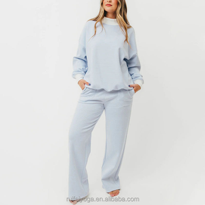 เสื้อสเวตเชิ้ตคอเต่าผ้าฝ้ายเฟรนช์เทอร์รี่ทรงโอเวอร์ไซส์สำหรับผู้หญิง แต่งแถบสีตัดกัน พร้อมโลโก้แบบ OEM สั่งทำได้ ใส่สบาย - Product Image 5