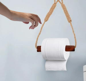 Porte-rouleau de papier toilette en corde, support mural en métal, porte-corde artisanal, support de papier toilette en corde - Product Image 3