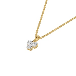 Collier pendentif en or plaqué avec trois pierres de diamant, chaîne à maillons, bijoux floraux pour femmes - Product Image 2