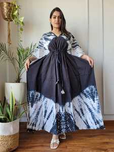 Cotton Printed <b>Kaftan</b> Dress <b>for</b> Women Tie Dye Floral Bohemian Maxi Resort Wear <b>Beach</b> Cover Up Wholesale Apparel - Product Image 2
