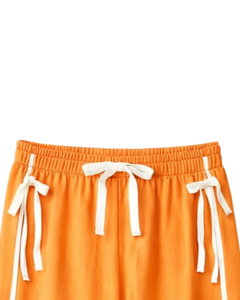 Custom Women Wide Leg Sweatpants Orange Side Stripe High Waist Loose Fit Casual Track Pants <b>Elastic</b> Drawstring Lounge Wear OEM - Product Image 5