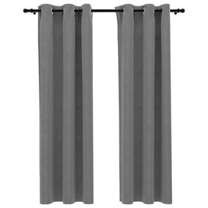 2 pezzi tende oscuranti in velluto grigio 37 "x 84" con anelli eleganti mantovane per l'arredamento della casa - Product Image 2