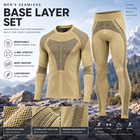 Ensemble de sous-vêtements sans couture pour homme OEM, tricoté avec technologie Body Mapped, haut à manches longues et leggings, vêtements de sport d'extérieur