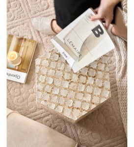 Mesa con Incrustaciones de Hueso de ILAHI, Diseño Moderno con Detalles de Ágata, Almacenamiento Portátil, Muebles para el Hogar - Product Image 5