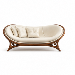 Sofá Curvo de Madera de Teca Sólida de Lujo, Sofá Moderno para Salón, Muebles para Sala de Estar de Villas, Hoteles y Resorts - Product Image 1