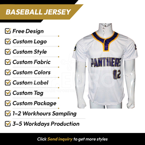 Camiseta de Béisbol Sublimada Personalizada, Panthers 02, Blanca y Amarilla, Manga Corta, Unisex, Absorbe la Humedad, Antibacteriana, Cuello en V, 100% - Product Image 2