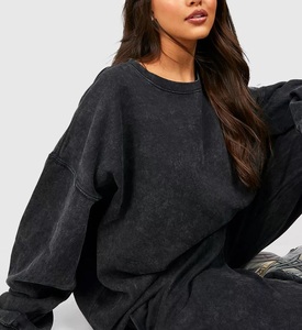 Ensemble de survêtement décontracté pour femme, couleur unie, à capuche, manches longues, taille élastique, coupe ample, pantalon de survêtement et sweat-shirt en coton, pour l'automne - Product Image 5
