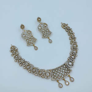 ชุดสร้อยคอเพชรแบบอเมริกัน JeweleMarket 10575676WH Royal Look ดีไซน์หรูหรา พร้อมเคลือบทอง สำหรับโอกาสพิเศษของเจ้าสาว - Product Image 1