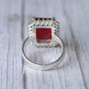 Red Garnet <b>Ring</b> 925 Sterling Silver Boho Gemstone Handmade <b>Statement</b> Jewelry Gift For Women - Product Image 5