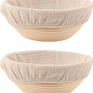 Cesta de prueba de masa fermentada hecha a mano vietnamita natural hecha de ratán sostenible con cubierta de tela para hornear pan - Product Image 6
