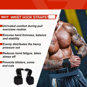 Crochets de levage de poids en acier robuste pour entraînement fitness 2026 avec sangles de poignet rembourrées en néoprène pour une meilleure musculation - Product Image 5