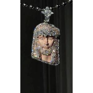 Colgante de Jesús con Moissanita Helada, Plata 925, Joyería Hip Hop, 7-8CT, Engaste de Garras, Bañado en Oro Rosa, para Hombre - Product Image 1