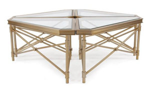 Modern Geometric <b>Glass</b> Coffee <b>Table</b> with Metal Frame Hexagon Shape <b>Side</b> <b>Table</b> for Living Room - Product Image 2