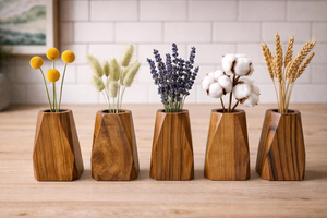 Handmade Eco-Friendly Wooden Art <b>Deco</b> Wall Vase Decorative Flower Vase 4-6 Inch FAIZA CRAFT FC-9046 India - Product Image 2