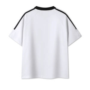 T-shirts de sport et de fitness pour hommes 100 % coton, tissu respirant, coupe ample, options graphiques personnalisées, col rond avec bande contrastante - Product Image 4