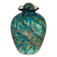 Vase en céramique fait main style Wabi-Sabi, rond, émaillé bleu, décoration d'art pour table