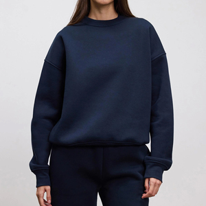 Sudadera Oversize de Cuello Redondo para Mujer, Color Sólido, Tejido de Algodón, Manga Larga, para Otoño, Transpirable, con Bolsillos, Corte Regular - Product Image 6