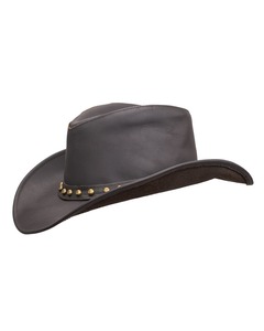 Chapeau de cowboy antique en cuir marron clouté, style western, à large bord, pour l'équitation, le ranch et la vie à la campagne, pour homme - Product Image 3