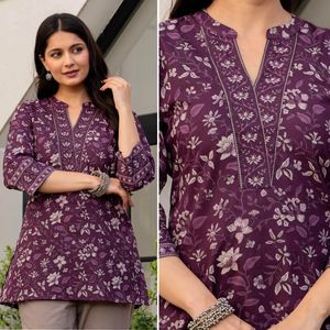 Trendy Women Cotton Printed Kurti Tunic Short Sleeve Loose Fit <b>Indian</b> Pakistani <b>Top</b> for Casual Formal Wear Tunic Collections - Product Image 4