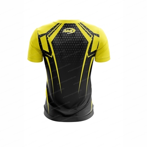 Camiseta Deportiva de Manga Corta para Hombre AMI, Amarillo y Negro, Patrón Geométrico, Secado Rápido, Cuello Redondo, Corte Regular - Product Image 3
