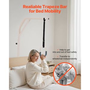 Barra Trapezoidale Autoportante per Mobilità a Letto con 2 Ruote, Capacità 300 libbre, Altezza Regolabile, Dispositivo di Assistenza per il Sollevamento dal Letto a 2 Ruote - Product Image 3