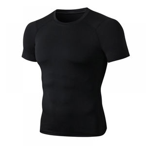 T-shirt de compression à manches courtes pour homme en Spandex/Polyester, séchage rapide et respirant, coupe ajustée, vêtements d'entraînement OEM - Product Image 1