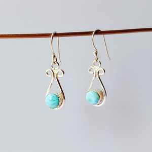 Pendientes de Aro de Plata de Ley y Chapados en Oro con Piedra Preciosa Larimar, Estilo Clásico, Joyería de Piedra de Nacimiento para Mujer, Regalo de Aniversario - Product Image 1