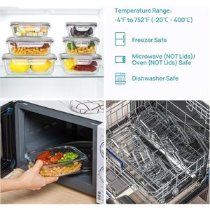 8-Pack <b>Glass</b> <b>Food</b> <b>Storage</b> Containers with Airtight Lids 220ml Meal Prep Containers for Lunch and Office - Product Image 3