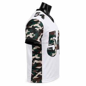 เสื้อฟุตบอลอเมริกันแบบกำหนดเองสำหรับผู้ชาย คอวี แขนสั้น ผ้าตาข่าย ระบายอากาศได้ดี ลายพราง ดูดซับความชื้น โพลีเอสเตอร์ สำหรับผู้ใหญ่ - Product Image 5