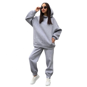 Ensemble de survêtement 2 pièces pour femme en coton imprimé, tendance hiver, personnalisable avec logo, grandes tailles, respirant - Product Image 1