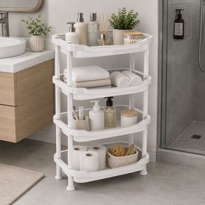 Four-Tier Rectangular <b>Plastic</b> Non-Folding Multifunction Modern Storage <b>Rack</b> Rotating Design Kitchen Spice Organization - Product Image 1
