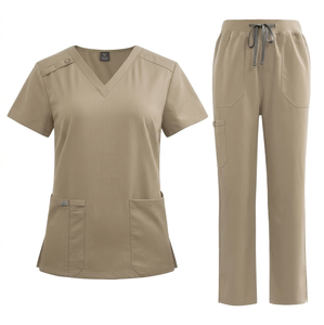 42020 Tenue de travail prête à porter haut de gamme pour femmes, col en V, en Spandex, avec fermeture éclair, pour hôpital et sport - Product Image 3