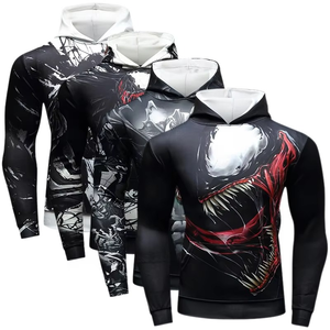 เสื้อฮู้ดดี้และเสื้อสเวตเชิ้ตผู้ชายสำหรับออกกำลังกาย วิ่ง และเล่นกีฬา พิมพ์ลายอนิเมะแบบซับลิเมชั่น ผลิตจากโพลีเอสเตอร์ผสมสแปนเด็กซ์ รับผลิตตามสั่งขายส่ง - Product Image 1