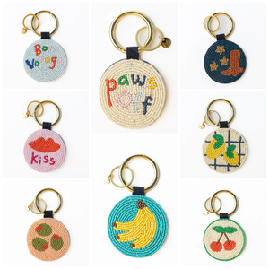 Handmade <b>Custom</b> Design Seed Bead Embroidery Hanging Taxi Bag Charms Woven Tassels Cartoon Style High Quality Bag Tag <b>Keychain</b> - Product Image 6