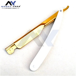 Rasoir de barbier professionnel pliant en acier inoxydable robuste avec verrou coulissant pour rasage de précision du visage en salon - Product Image 2