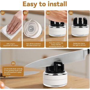 Affilacoltelli da Cucina Senza Mani con Base a Ventosa, Affilacoltelli Tascabile Multi-Angolo per un Affilatura Rapida e Semplice - Product Image 2