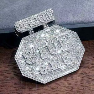 Hip Hop Fine Jewelry Custom 925 Silver Iced Out Large Name Letter Charm Pendant for Men Moissanite Bezel Set Custom pendant - Product Image 3