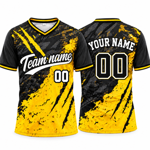 Camiseta de Fútbol Americano Sublimada Personalizada con Cuello en V, Manga Corta, Diseño Gráfico, Secado Rápido, Transpirable para Hombre, para Prácticas de Equipo - Product Image 3